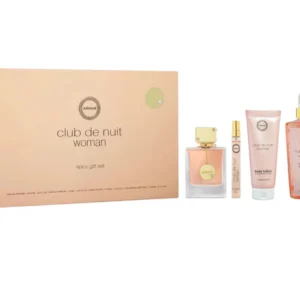 Lux Set Armaf Club de Nuit 4 piezas (3,6 oz EDP + BL + BM + Mini) para mujeres